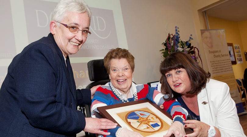 Sr. Zoe Killeen Daughter of Charity, Eileen Henderson and EU Commissioner for Research Maire Geoghegan-Quinn at the launch of the DOCTRID Research Programme.